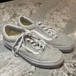 Vans Heather Grey and White Casual Sneakers 6.5